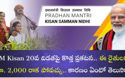 PM Kisan 20వ విడత డబ్బులపై కొత్త ప్రకటన.. ఈ రైతులకు రూ. 2,000 రాక పోవచ్చు..  కారణం ఏంటో తెలుసా?